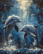 Two playful dolphins cross stitch kit for beginners