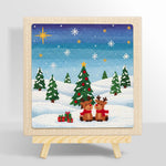 Two reindeers in snow punch needle kit for beginners