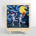 Two skeletons dancing at night punch needle kit for beginners