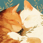 Two sleeping cats foliage cross stitch kit for beginners