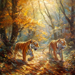 Two tigers on forest path cross stitch kit for beginners