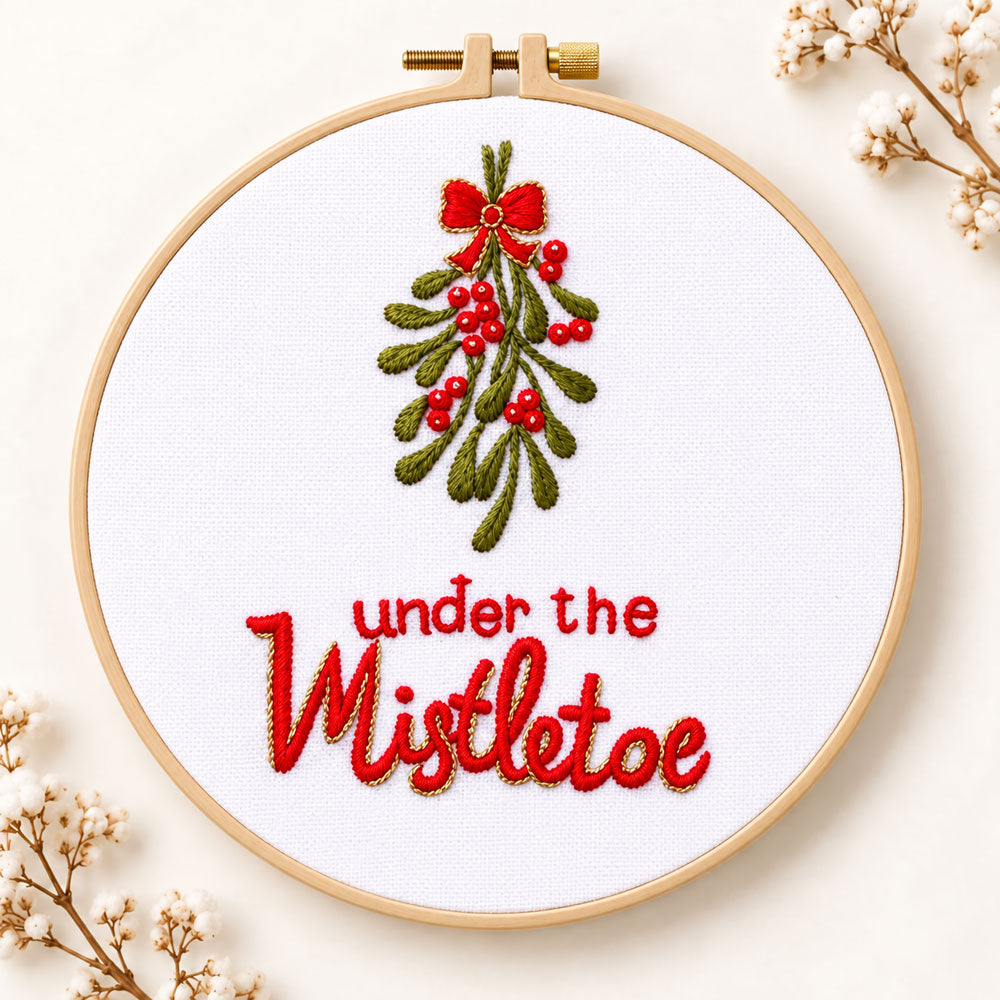 Under the mistletoe embroidery kit