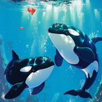Underwater orca love moment cross stitch kit for beginners