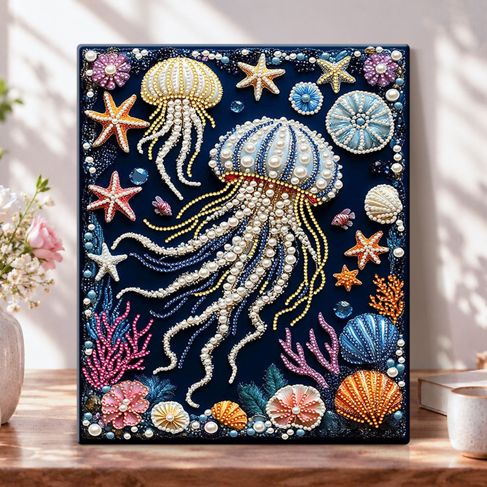Underwater pearl jellyfish pearl diamond painting kit for beginners