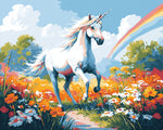 Unicorn in wild flower field cross stitch kit for beginners