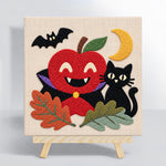 Vampire apple and black cat punch needle kit for beginners