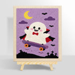 Vampire ghost on skateboard punch needle kit for beginners