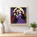 Finished vampire midnight dance artwork displayed on a wall