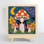 Vampire mushroom under crescent moon punch needle kit for beginners
