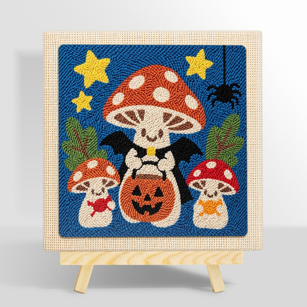 Vampire mushrooms trick or treat punch needle kit for beginners