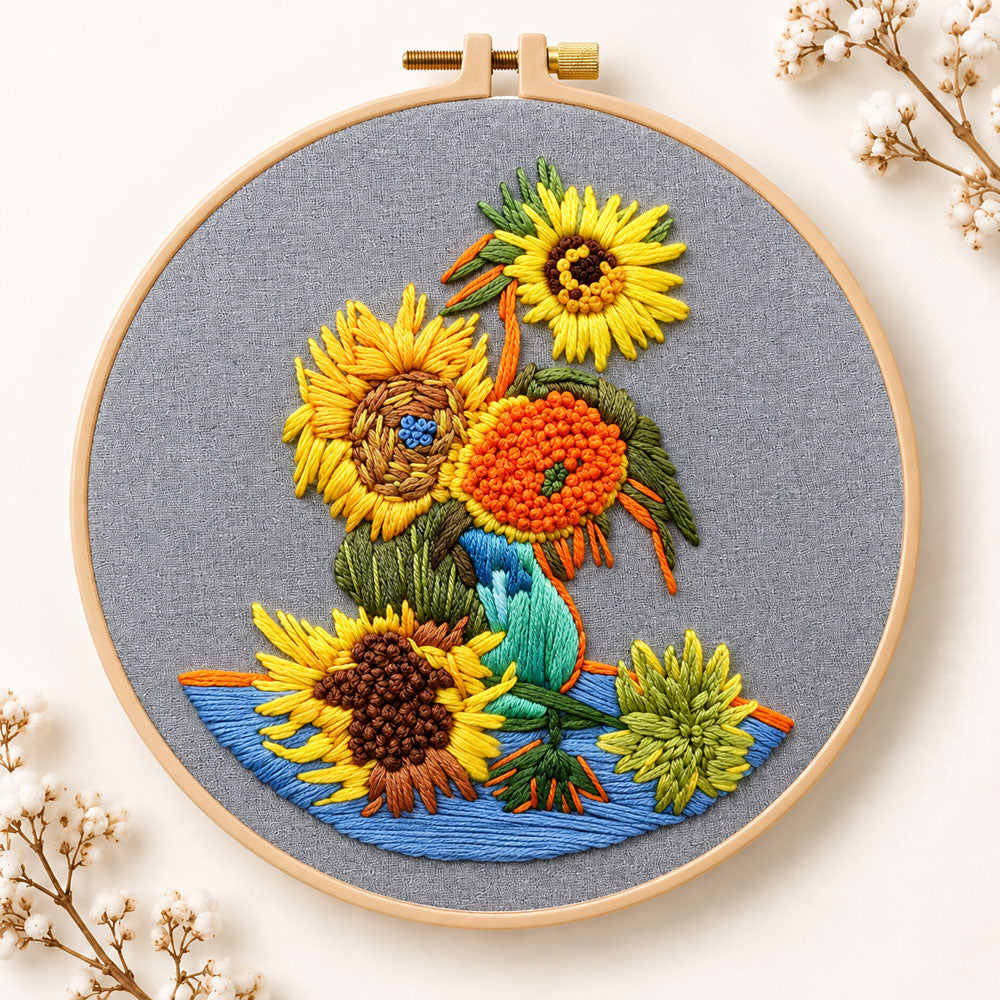 Van gogh sunflower art embroidery kit