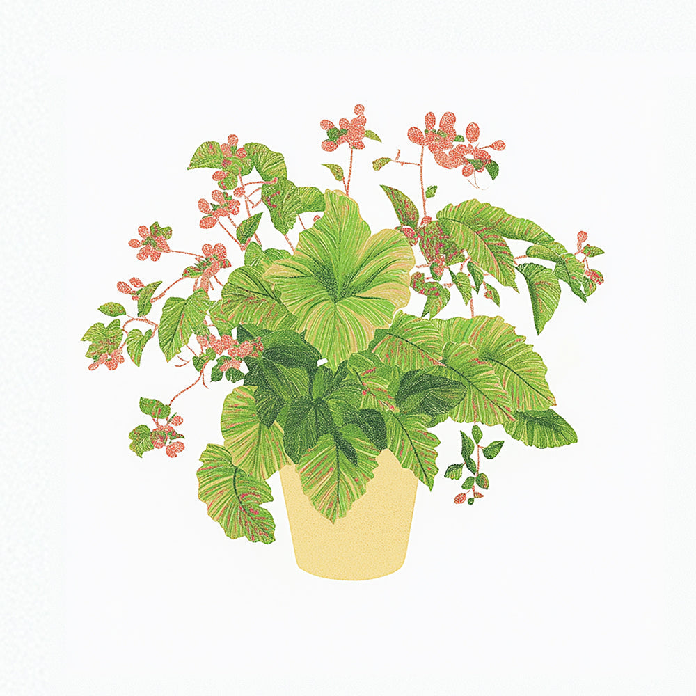 Variegated foliage potted plant cross stitch kit for beginners