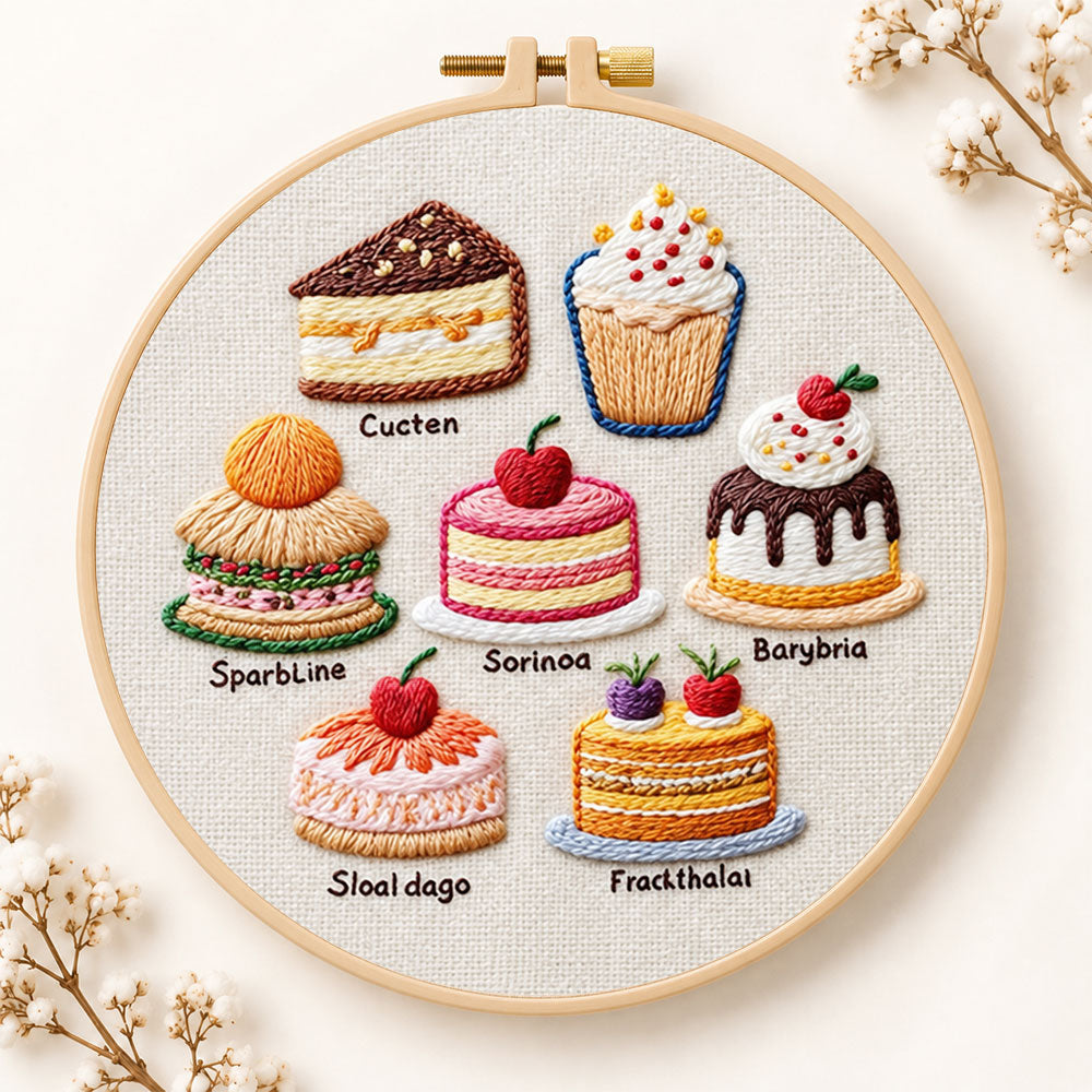 Variety of little cakes embroidery kit