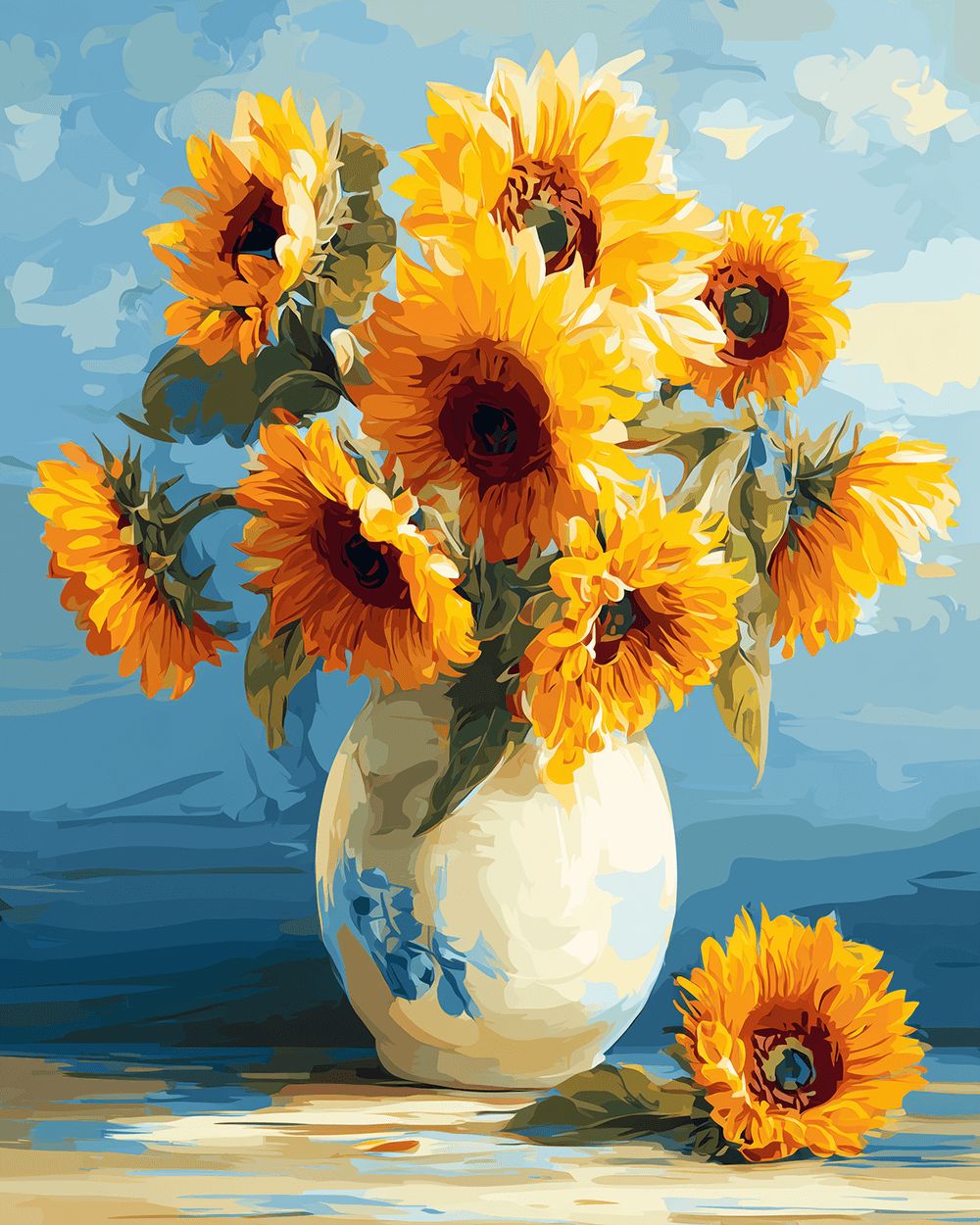 Vase sunflower art cross stitch kit for beginners