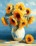 Vase sunflower art cross stitch kit for beginners