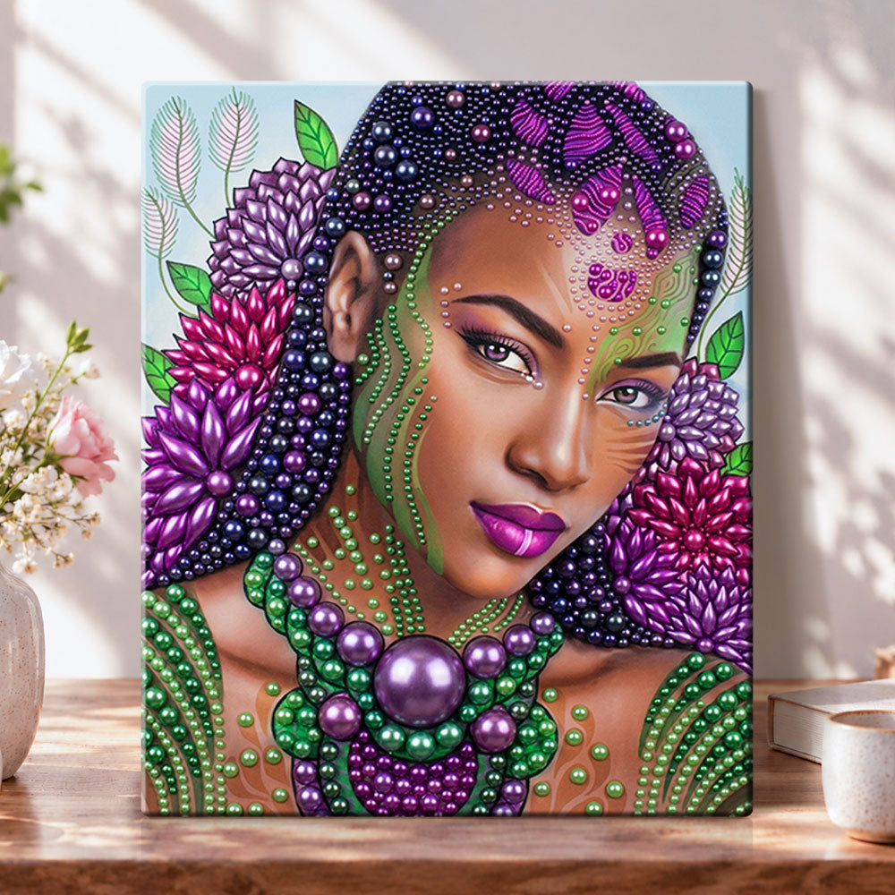 Vibrant beaded portrait pearl diamond painting kit for beginners