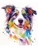 Vibrant border collie watercolor cross stitch kit for beginners