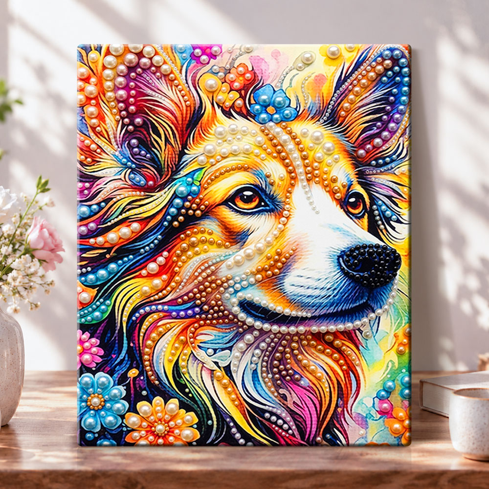 Vibrant canine art pearl diamond painting kit for beginners