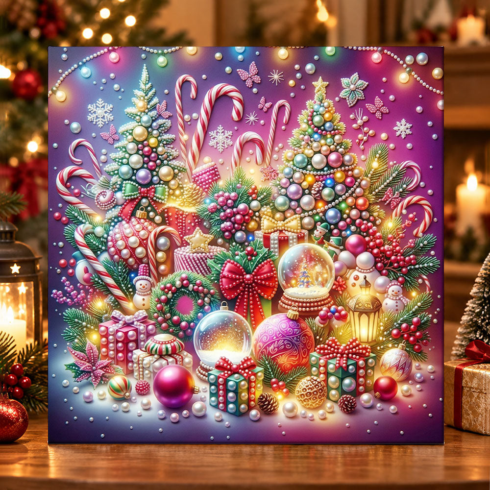 Vibrant christmas holiday decorations pearl diamond painting kit for beginners