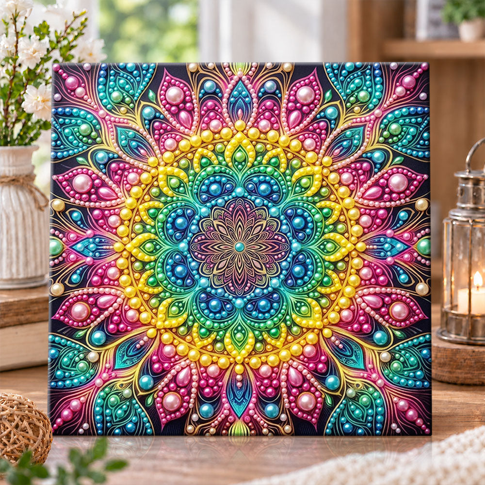 Vibrant color mandala art pearl diamond painting kit for beginners