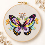 Vibrant colorful butterfly embroidery kit