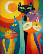 Vibrant colorful cats cross stitch kit for beginners