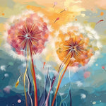 Vibrant colorful dandelion art cross stitch kit for beginners