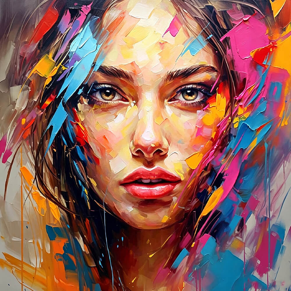 Vibrant colorful portrait paint by numbers kit for beginners