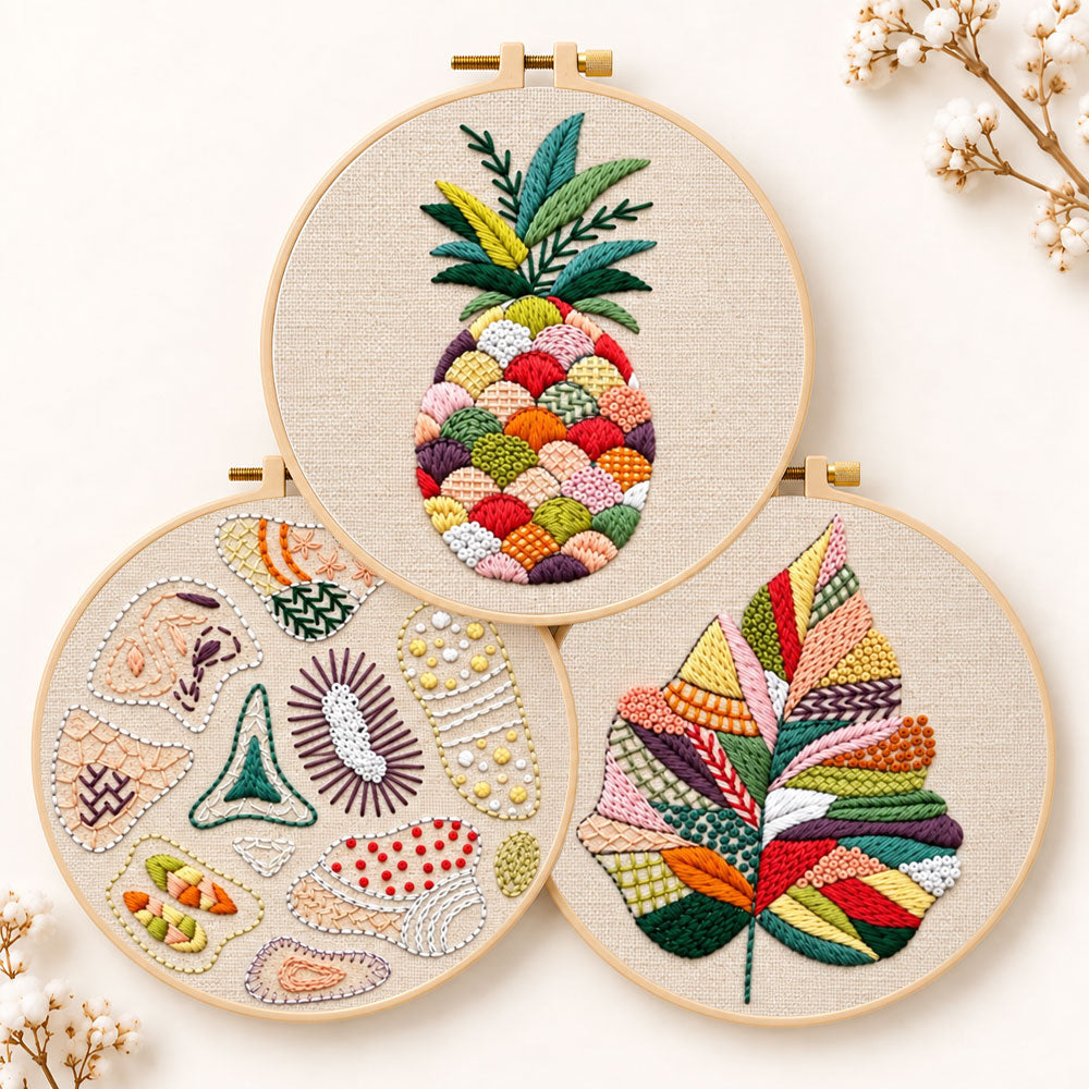Vibrant colorful stitch art embroidery kit