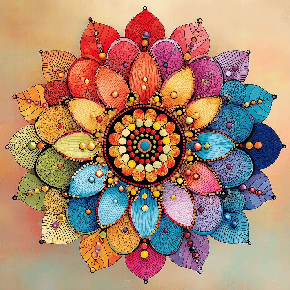Vibrant complex mandala design cross stitch kit for beginners