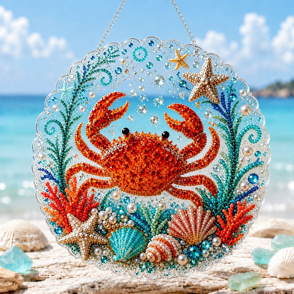 Vibrant crab pearl diamond painting kit for beginners