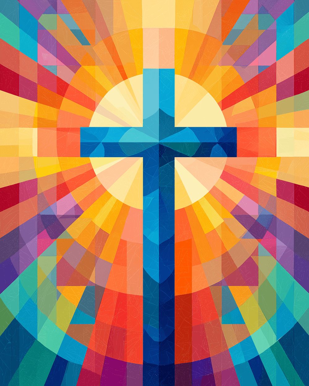 Vibrant cross stained glass decor cross stitch kit for beginners
