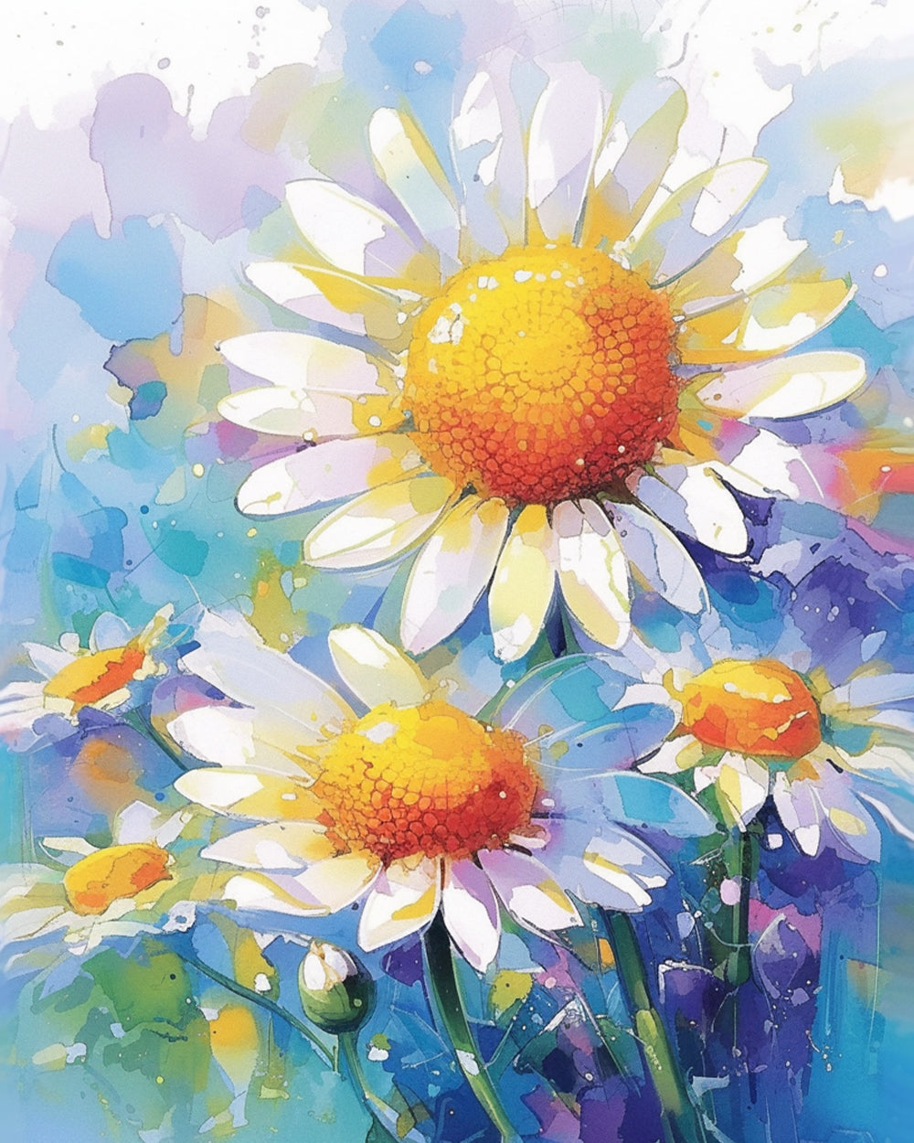 Vibrant daisy art cross stitch kit for beginners