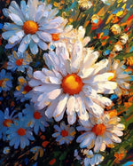 Vibrant daisy blooms cross stitch kit for beginners