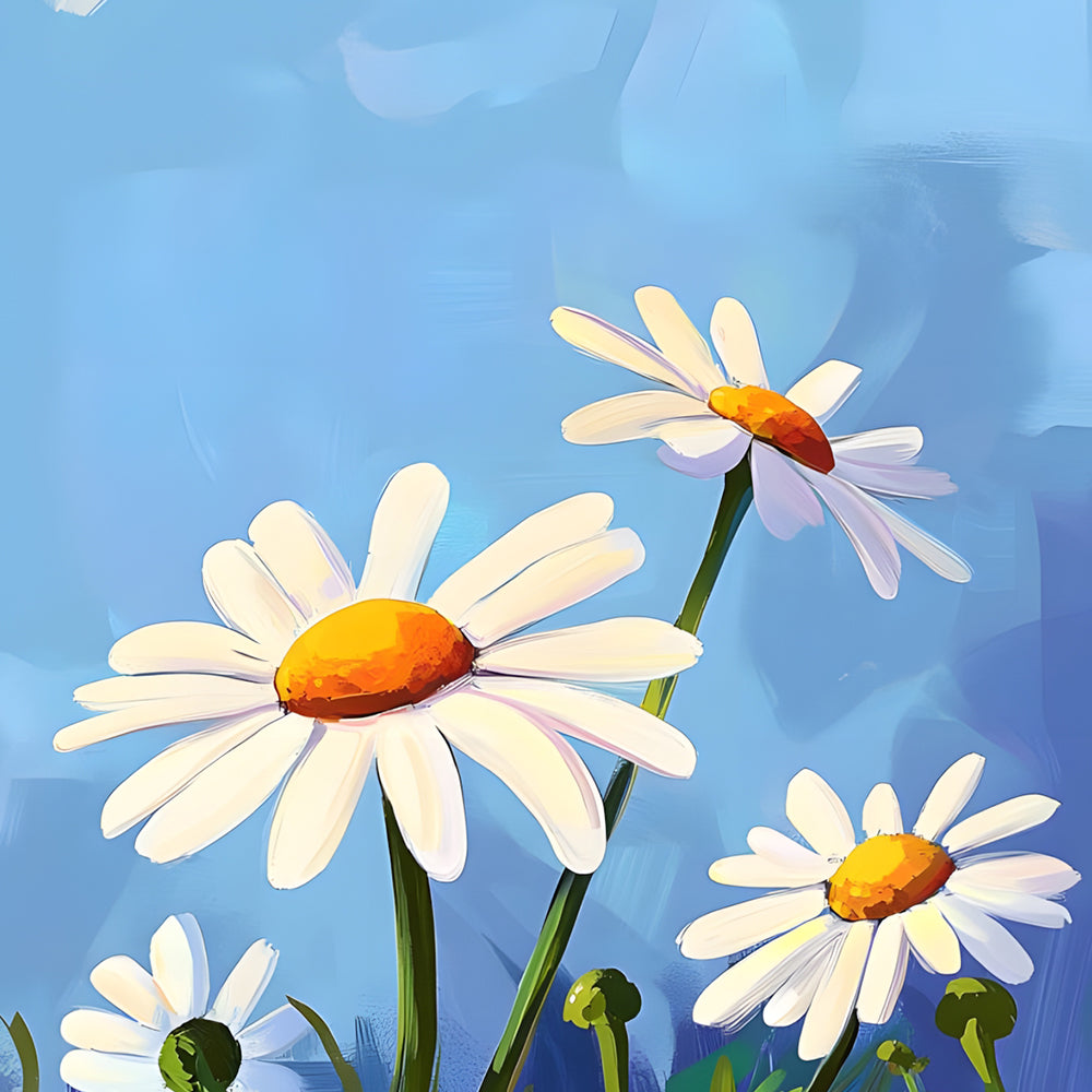 Vibrant daisy floral art cross stitch kit for beginners