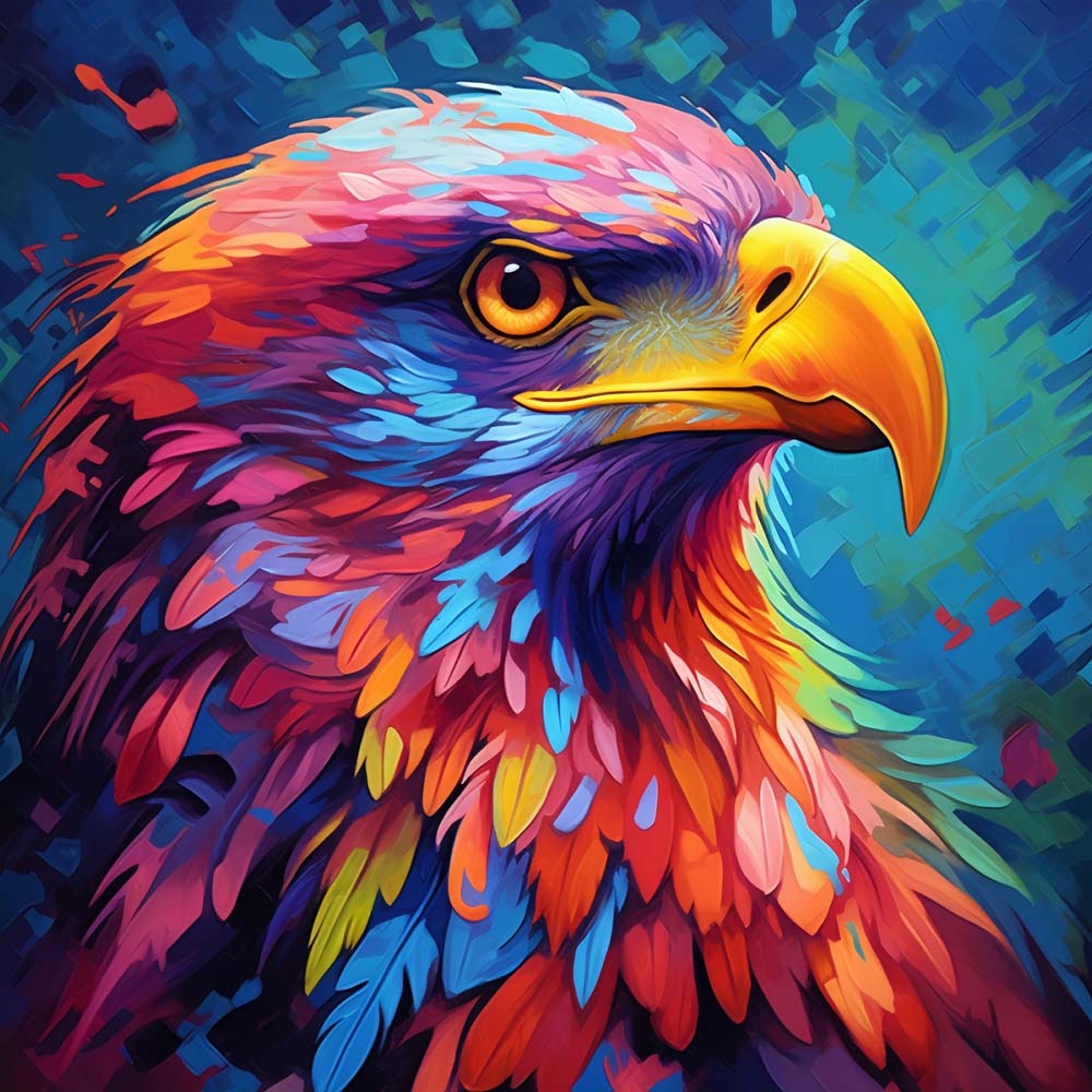 Vibrant eagle portrait cross stitch kit for beginners