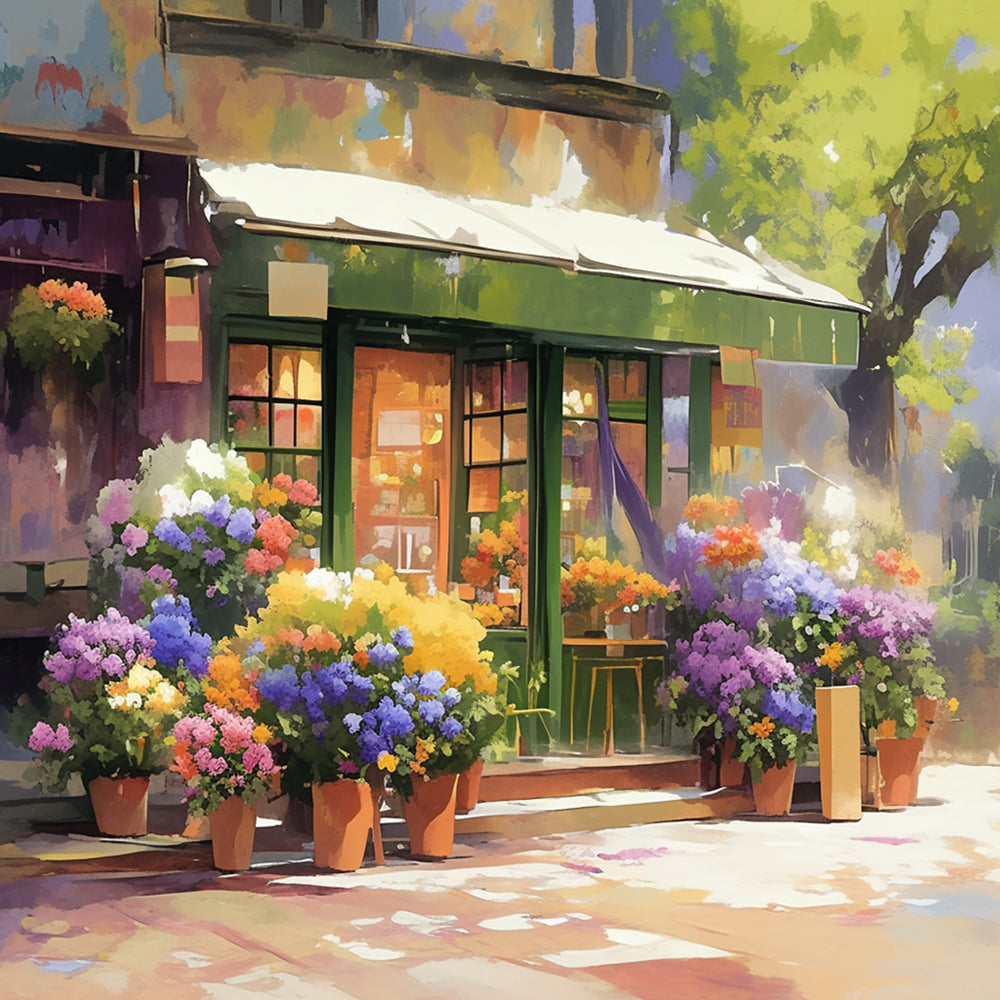 Vibrant european flower shop cross stitch kit for beginners