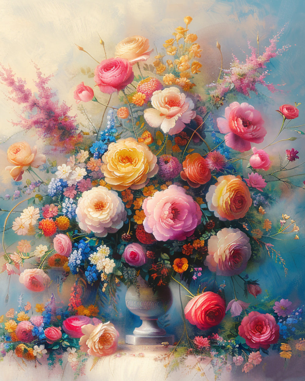 Vibrant floral bouquet cross stitch kit for beginners