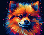 Vibrant fluffy pomeranian cross stitch kit for beginners