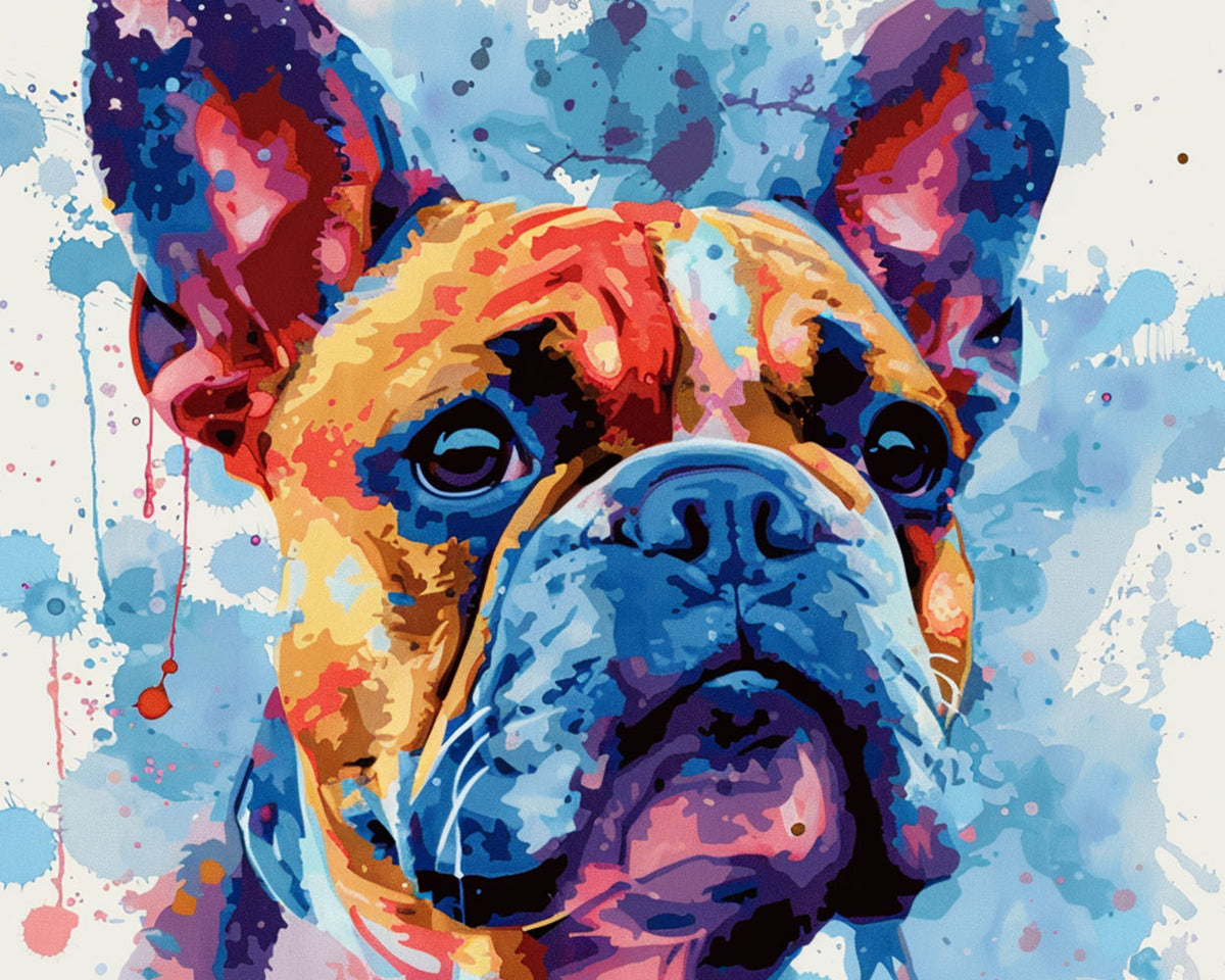 Vibrant french bulldog cross stitch kit for beginners