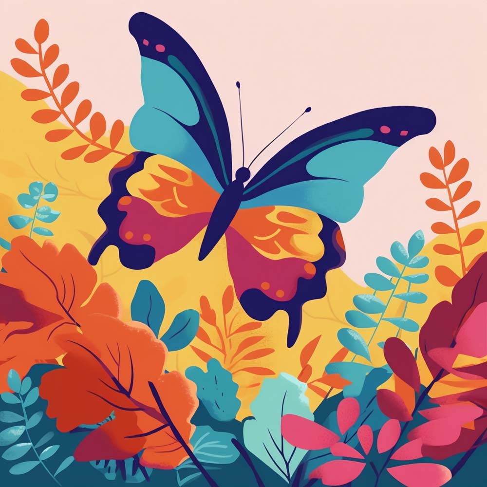 Vibrant garden butterfly cross stitch kit for beginners