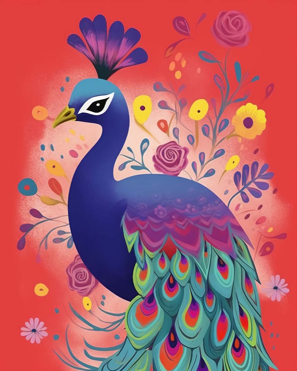 Vibrant garden peacock cross stitch kit for beginners