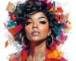 Vibrant geometric portrait cross stitch kit for beginners