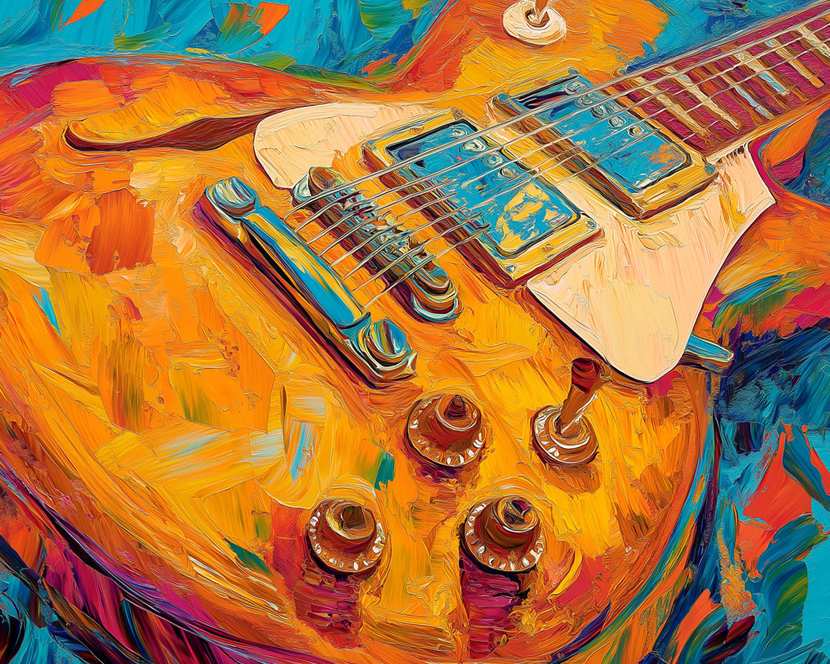 Vibrant guitar brushstrokes cross stitch kit for beginners