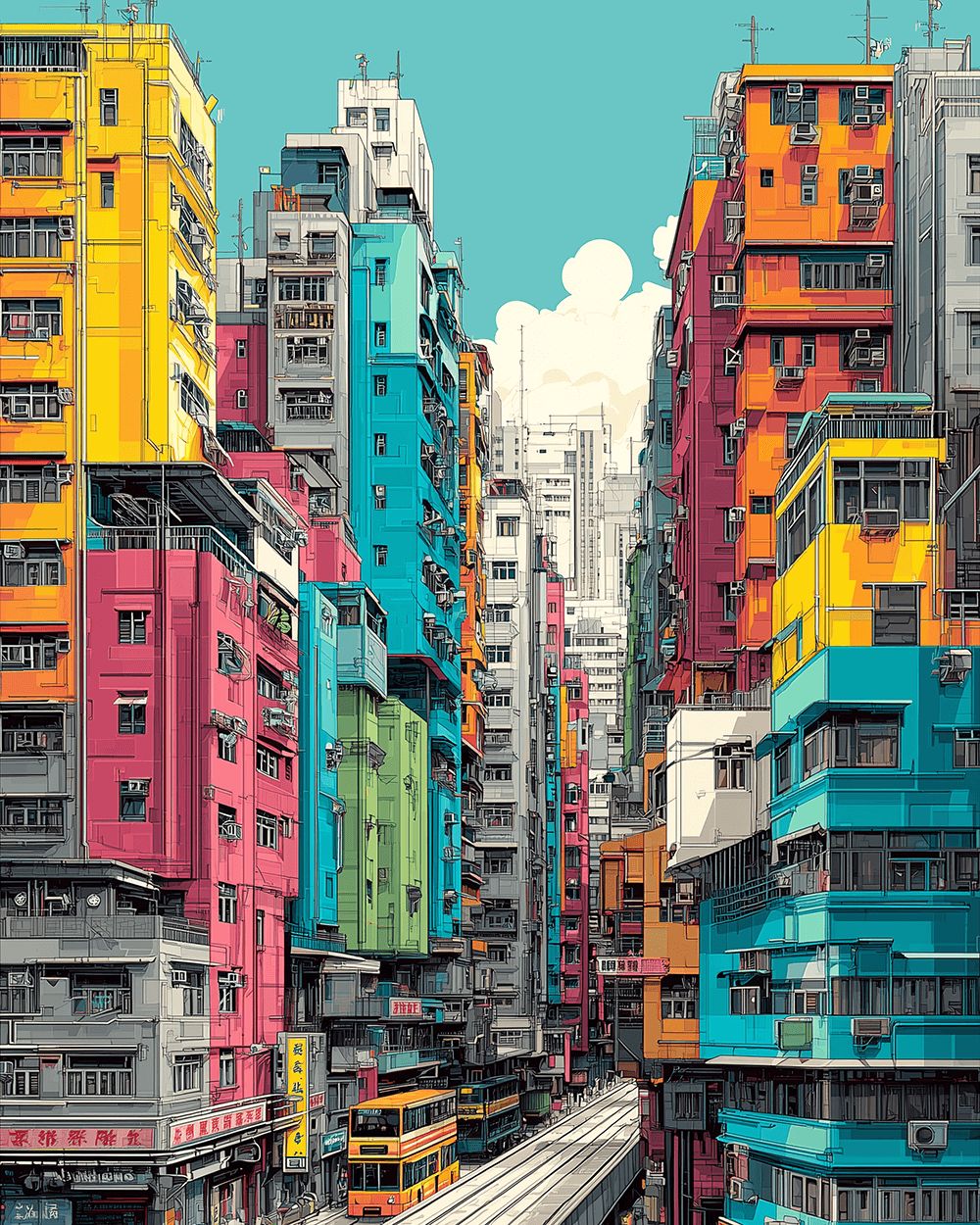 Vibrant hong kong skyline cross stitch kit for beginners