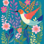 Vibrant hummingbird garden cross stitch kit for beginners