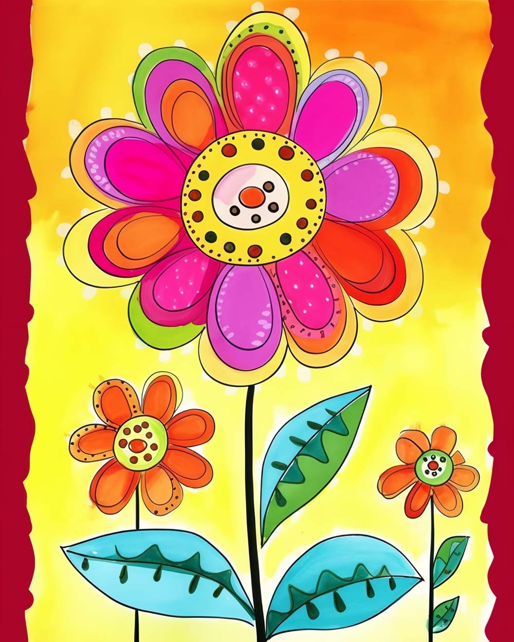 Vibrant layered petals cross stitch kit for beginners
