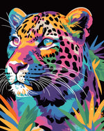 Vibrant leopard art cross stitch kit for beginners
