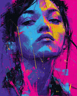 Vibrant neon portrait cross stitch kit for beginners