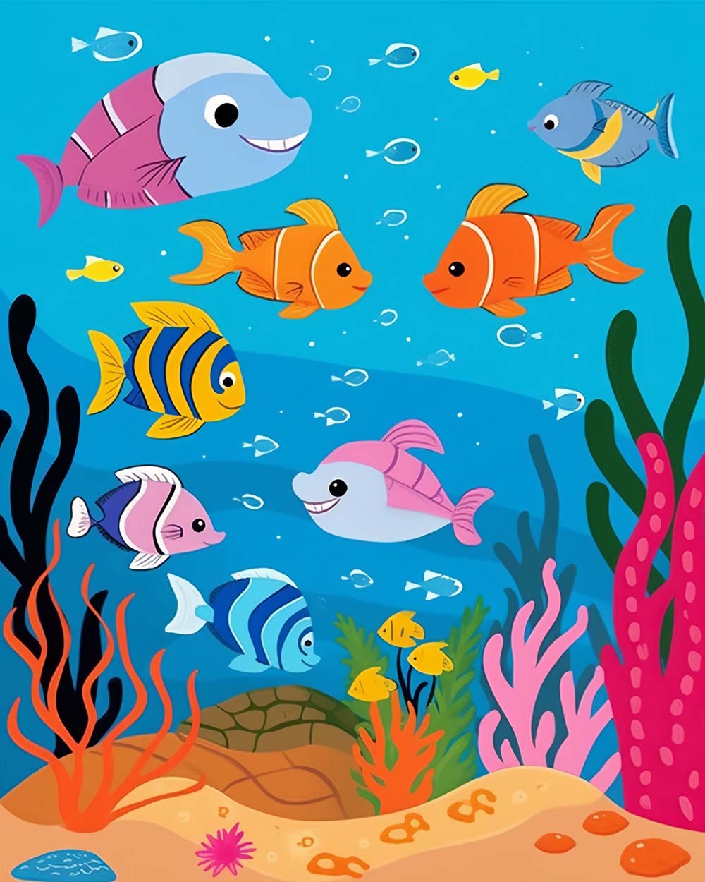Vibrant ocean friends cross stitch kit for beginners